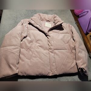 Levi's Puffer Jacket Womens XL Pink Corduroy Full Zip Pockets
